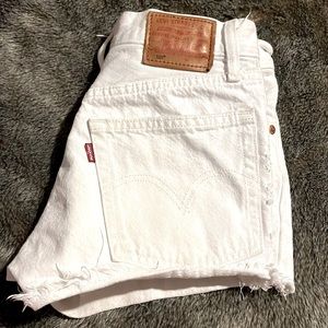 White Levi Jean Shorts